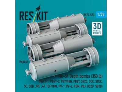 Mk-54 Depth bombs (350 lb) (4 pcs) (PB4Y-1, PB4Y-2, PBY/PBN, PB2Y, SB2C, SOC, SO3C, SC, SBD, JRF, J4F, TBF/TBM, PV-1, PV-2, PBM,