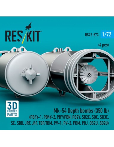 Mk-54 Depth bombs (350 lb) (4 pcs) (PB4Y-1, PB4Y-2, PBY/PBN, PB2Y, SB2C, SOC, SO3C, SC, SBD, JRF, J4F, TBF/TBM, PV-1, PV-2, PBM,