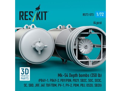Mk-54 Depth bombs (350 lb) (4 pcs) (PB4Y-1, PB4Y-2, PBY/PBN, PB2Y, SB2C, SOC, SO3C, SC, SBD, JRF, J4F, TBF/TBM, PV-1, PV-2, PBM,