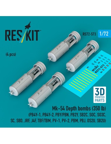 Mk-54 Depth bombs (350 lb) (4 pcs) (PB4Y-1, PB4Y-2, PBY/PBN, PB2Y, SB2C, SOC, SO3C, SC, SBD, JRF, J4F, TBF/TBM, PV-1, PV-2, PBM,