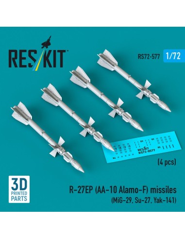 R-27EP (AA-10 Alamo-F) missiles (4 pcs) (MiG-29, Su-27, Yak-141) (3D Printed) 