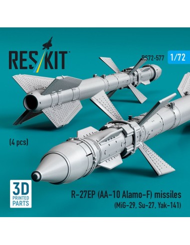 R-27EP (AA-10 Alamo-F) missiles (4 pcs) (MiG-29, Su-27, Yak-141) (3D Printed) 