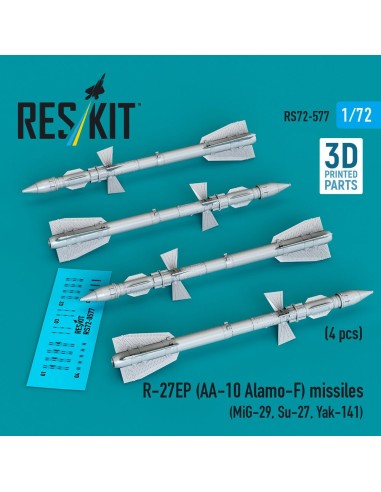 R-27EP (AA-10 Alamo-F) missiles (4 pcs) (MiG-29, Su-27, Yak-141) (3D Printed) 