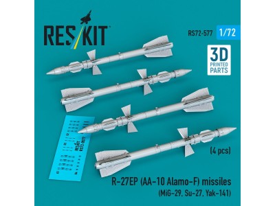 R-27EP (AA-10 Alamo-F) missiles (4 pcs) (MiG-29, Su-27, Yak-141) (3D Printed) 
