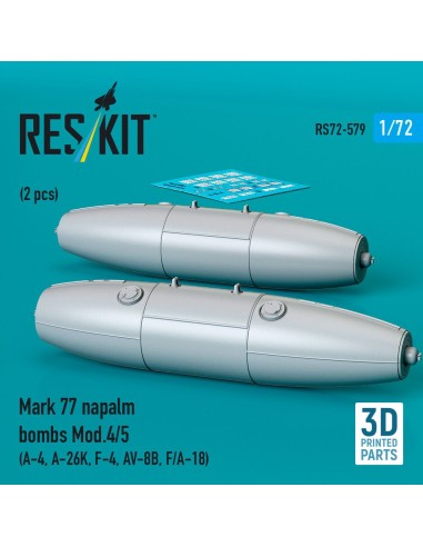 Mark 77 napalm bombs Mod.4/5 (2pcs) (A-4, A-26K, F-4, AV-8B, F/A-18) (3D Printed) 
