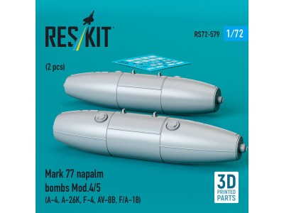 Mark 77 napalm bombs Mod.4/5 (2pcs) (A-4, A-26K, F-4, AV-8B, F/A-18) (3D Printed) 