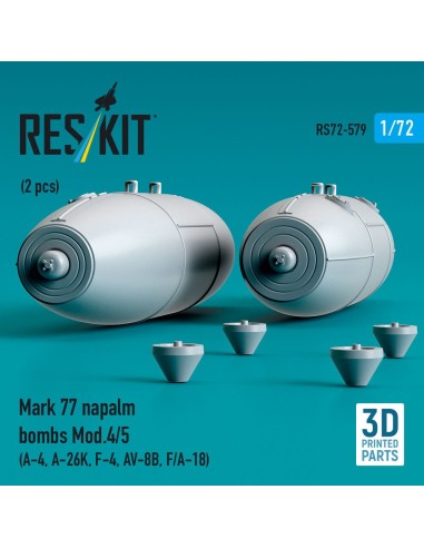 Mark 77 napalm bombs Mod.4/5 (2pcs) (A-4, A-26K, F-4, AV-8B, F/A-18) (3D Printed) 