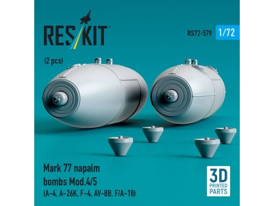 Mark 77 napalm bombs Mod.4/5 (2pcs) (A-4, A-26K, F-4, AV-8B, F/A-18) (3D Printed) 