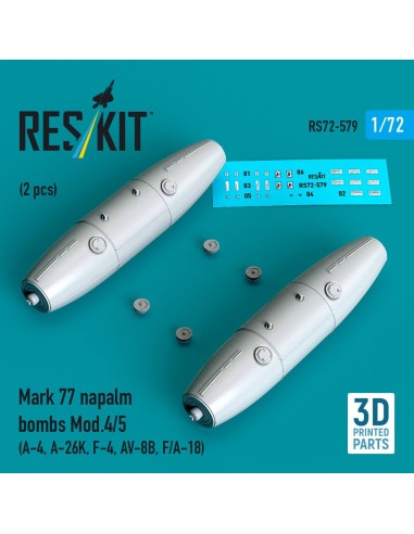 Mark 77 napalm bombs Mod.4/5 (2pcs) (A-4, A-26K, F-4, AV-8B, F/A-18) (3D Printed) 