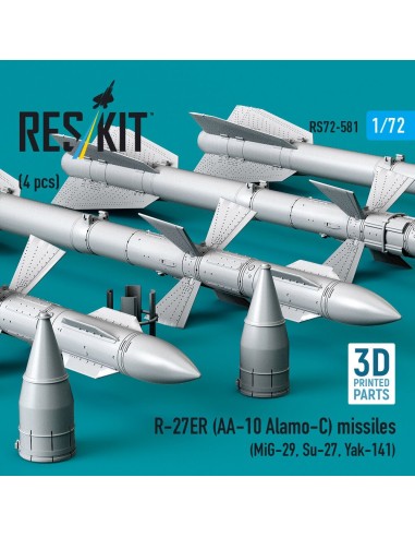 R-27ER (AA-10 Alamo-C) missiles (4 pcs) (MiG-29, Su-27, Yak-141) (3D Printed) 