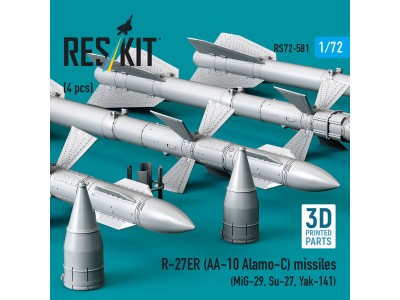 R-27ER (AA-10 Alamo-C) missiles (4 pcs) (MiG-29, Su-27, Yak-141) (3D Printed) 