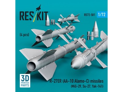 R-27ER (AA-10 Alamo-C) missiles (4 pcs) (MiG-29, Su-27, Yak-141) (3D Printed) 