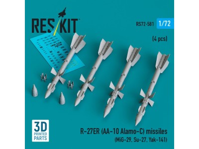 R-27ER (AA-10 Alamo-C) missiles (4 pcs) (MiG-29, Su-27, Yak-141) (3D Printed) 