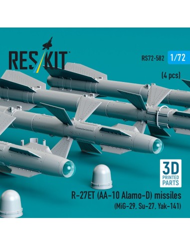 R-27ET (AA-10 Alamo-D) missiles (4 pcs) (MiG-29, Su-27, Yak-141) (3D Printed) 