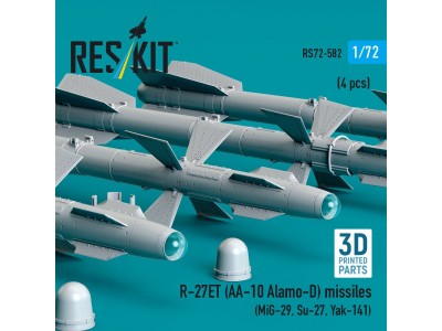 R-27ET (AA-10 Alamo-D) missiles (4 pcs) (MiG-29, Su-27, Yak-141) (3D Printed) 