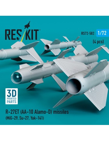 R-27ET (AA-10 Alamo-D) missiles (4 pcs) (MiG-29, Su-27, Yak-141) (3D Printed) 
