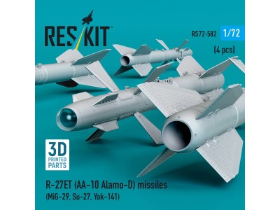 R-27ET (AA-10 Alamo-D) missiles (4 pcs) (MiG-29, Su-27, Yak-141) (3D Printed) 