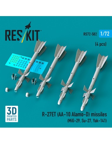 R-27ET (AA-10 Alamo-D) missiles (4 pcs) (MiG-29, Su-27, Yak-141) (3D Printed) 