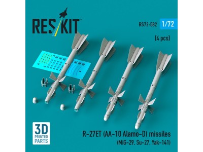 R-27ET (AA-10 Alamo-D) missiles (4 pcs) (MiG-29, Su-27, Yak-141) (3D Printed) 