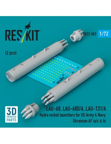 LAU-68, LAU-68D/A, LAU-131/A Hydra rocket launchers for US Army & Navy, Ukrainian AF (a/c & h) (2 pcs) (3D Printed) 