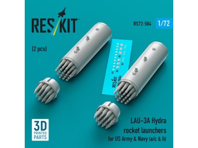 LAU-3A Hydra rocket launchers for US Army & Navy (a/c & h) (2pcs) (3D Printed) 