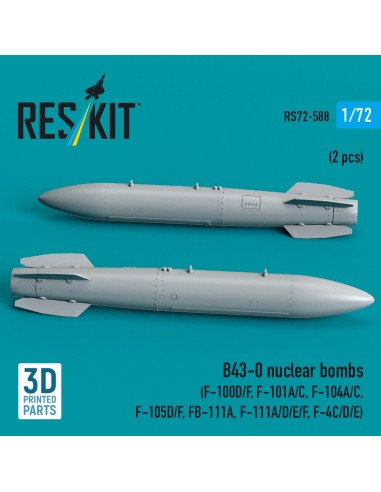 B43-0 nuclear bombs (2 pcs) (F-100D/F, F-101A/C, F-104A/C, F-105D/F, FB-111A, F-111A/E/D/F, F-4C/D/E) (3D Printed) 
