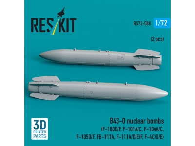 B43-0 nuclear bombs (2 pcs) (F-100D/F, F-101A/C, F-104A/C, F-105D/F, FB-111A, F-111A/E/D/F, F-4C/D/E) (3D Printed) 