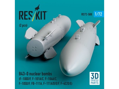 B43-0 nuclear bombs (2 pcs) (F-100D/F, F-101A/C, F-104A/C, F-105D/F, FB-111A, F-111A/E/D/F, F-4C/D/E) (3D Printed) 