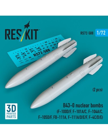 B43-0 nuclear bombs (2 pcs) (F-100D/F, F-101A/C, F-104A/C, F-105D/F, FB-111A, F-111A/E/D/F, F-4C/D/E) (3D Printed) 