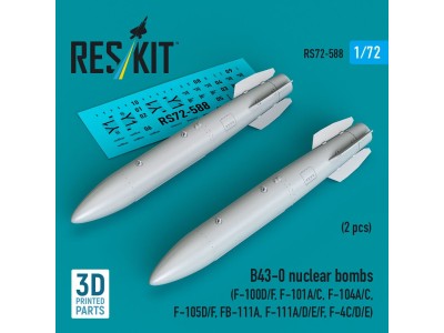 B43-0 nuclear bombs (2 pcs) (F-100D/F, F-101A/C, F-104A/C, F-105D/F, FB-111A, F-111A/E/D/F, F-4C/D/E) (3D Printed) 