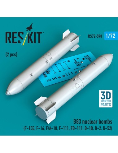 B83 nuclear bombs (2 pcs) (F-15E, F-16, F/A-18, F-111, FB-111, B-1B, B-2, B-52) (3D Printed) 