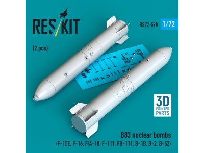 B83 nuclear bombs (2 pcs) (F-15E, F-16, F/A-18, F-111, FB-111, B-1B, B-2, B-52) (3D Printed) 