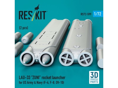 LAU-33 ZUNI rocket launcher for US Army & Navy (2 pcs) (F-4, F-8, OV-10) (3D Printed) 