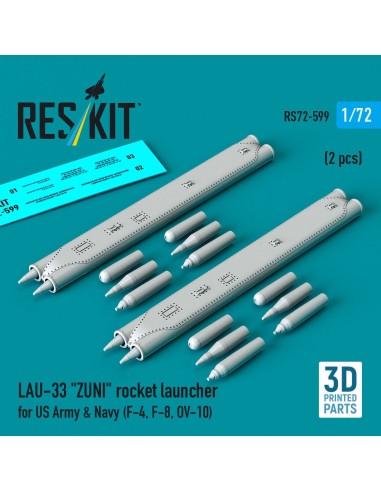 LAU-33 ZUNI rocket launcher for US Army & Navy (2 pcs) (F-4, F-8, OV-10) (3D Printed) 