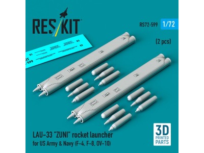 LAU-33 ZUNI rocket launcher for US Army & Navy (2 pcs) (F-4, F-8, OV-10) (3D Printed) 