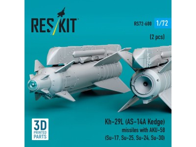 Kh-29L (AS-14A Kedge) missiles with AKU-58 (2 pcs) (Su-17, Su-25,Su-24, Su-30) (3D Printed) 