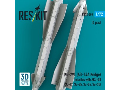 Kh-29L (AS-14A Kedge) missiles with AKU-58 (2 pcs) (Su-17, Su-25,Su-24, Su-30) (3D Printed) 