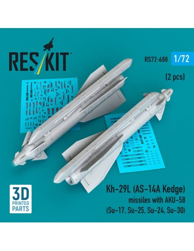 Kh-29L (AS-14A Kedge) missiles with AKU-58 (2 pcs) (Su-17, Su-25,Su-24, Su-30) (3D Printed) 