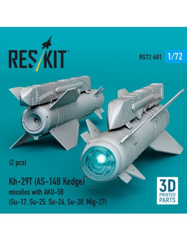 Kh-29T (AS-14B Kedge) missiles with AKU-58 (2 pcs) Su-17, Su-25,Su-24, Su-30, Mig-27 (3D Printed) 