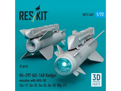 Kh-29T (AS-14B Kedge) missiles with AKU-58 (2 pcs) Su-17, Su-25,Su-24, Su-30, Mig-27 (3D Printed) 