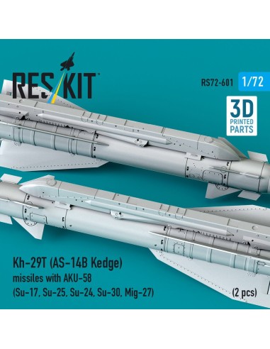 Kh-29T (AS-14B Kedge) missiles with AKU-58 (2 pcs) Su-17, Su-25,Su-24, Su-30, Mig-27 (3D Printed) 