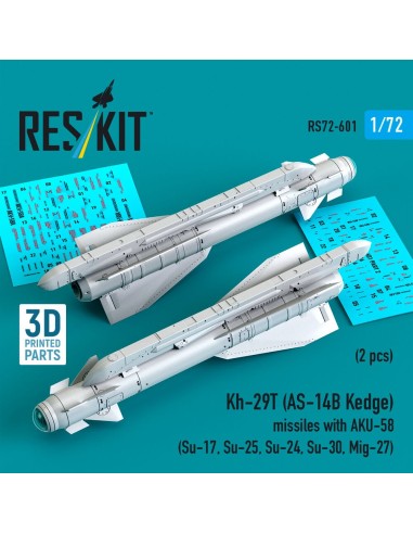 Kh-29T (AS-14B Kedge) missiles with AKU-58 (2 pcs) Su-17, Su-25,Su-24, Su-30, Mig-27 (3D Printed) 