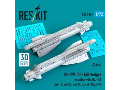 Kh-29T (AS-14B Kedge) missiles with AKU-58 (2 pcs) Su-17, Su-25,Su-24, Su-30, Mig-27 (3D Printed) 