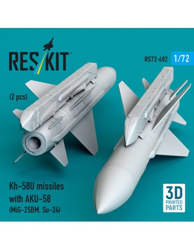 Kh-58U missiles with AKU-58 (2 pcs) (MiG-25BM, Su-24) (3D Printed) 