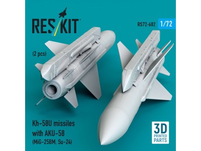 Kh-58U missiles with AKU-58 (2 pcs) (MiG-25BM, Su-24) (3D Printed) 
