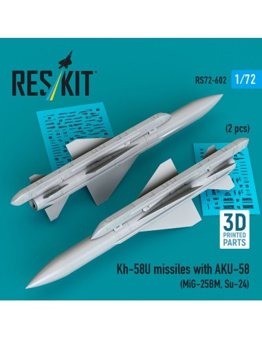 Kh-58U missiles with AKU-58 (2 pcs) (MiG-25BM, Su-24) (3D Printed) 