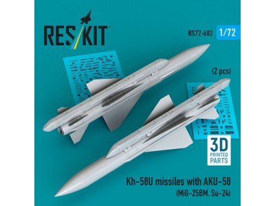 Kh-58U missiles with AKU-58 (2 pcs) (MiG-25BM, Su-24) (3D Printed) 