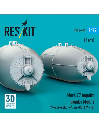 Mark 77 napalm bombs Mod. 2 (2pcs) (A-4, A-26K, F-4, AV-8B, F/A-18) (3D Printed) 
