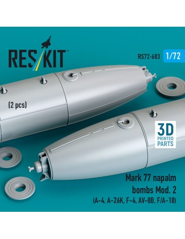Mark 77 napalm bombs Mod. 2 (2pcs) (A-4, A-26K, F-4, AV-8B, F/A-18) (3D Printed) 