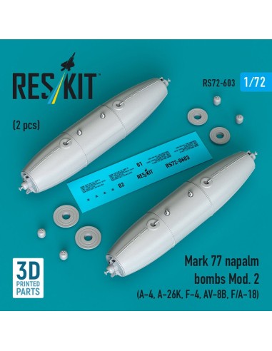 Mark 77 napalm bombs Mod. 2 (2pcs) (A-4, A-26K, F-4, AV-8B, F/A-18) (3D Printed) 